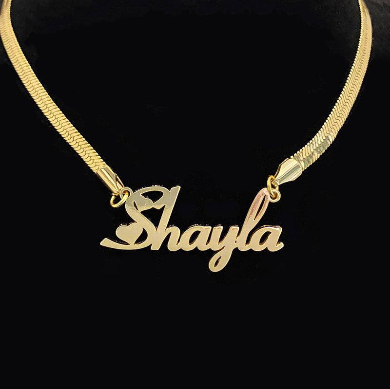 Necklace Stainless Steel Name Snake Chain Necklace - WOMONA.COM