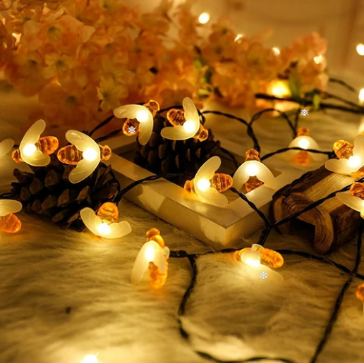 Solar New String Lights 20Led Little Bee Christmas Lanterns - WOMONA.COM