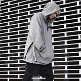 Half-High Neck Hooded Sweatshirt With Split Zipper