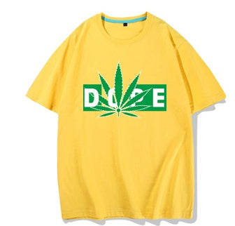 Camiseta de manga corta de algodón para hombre, nueva tendencia de rap, hip hop, hoja de cáñamo, droga, marihuana, camiseta de media manga para hombre