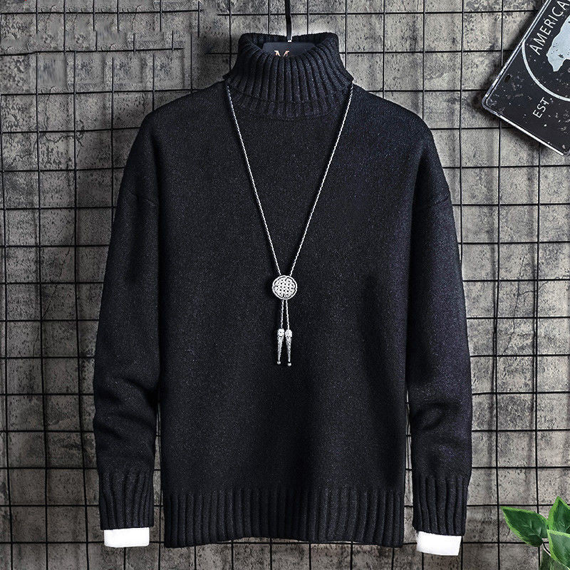 Men's fleece-lined turtleneck sweater