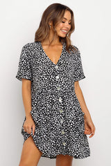 Summer Women Mini Dresses Spring Short Sleeve Dot Printed