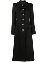 Slim Over-Length Woolen Coat With Large Patch Pockets