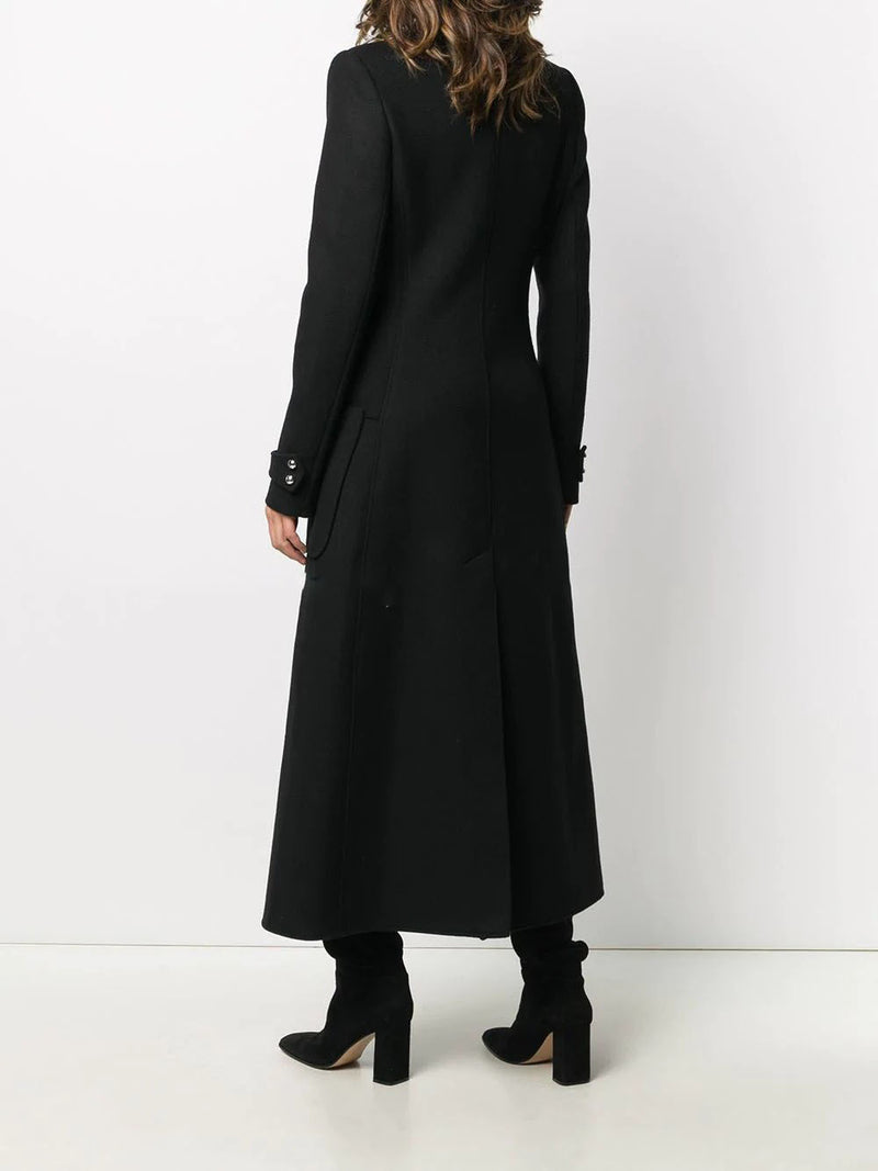 Slim Over-Length Woolen Coat With Large Patch Pockets