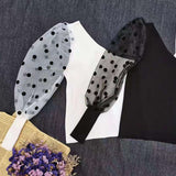 One Shoulder Black Polka Dot Top Tees T-shirts Women - WOMONA.COM