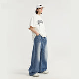 Mid-high Waist Washed Wide Leg Jeans - WOMONA.COM