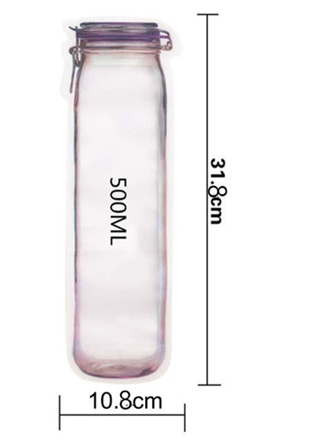 Single reusable food storage container, 150ml, clear body with purple silicone seal clips