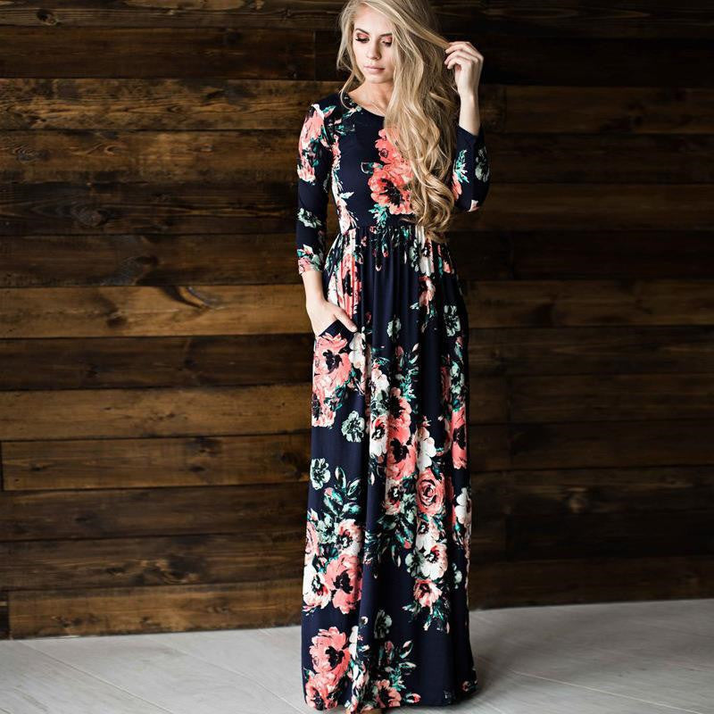 Fashion Dresses Women Printed Party Gown Ladies - WOMONA.COM