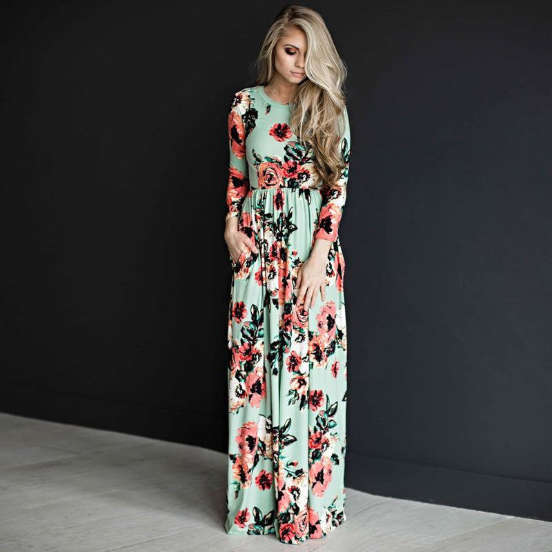 Fashion Dresses Women Printed Party Gown Ladies - WOMONA.COM