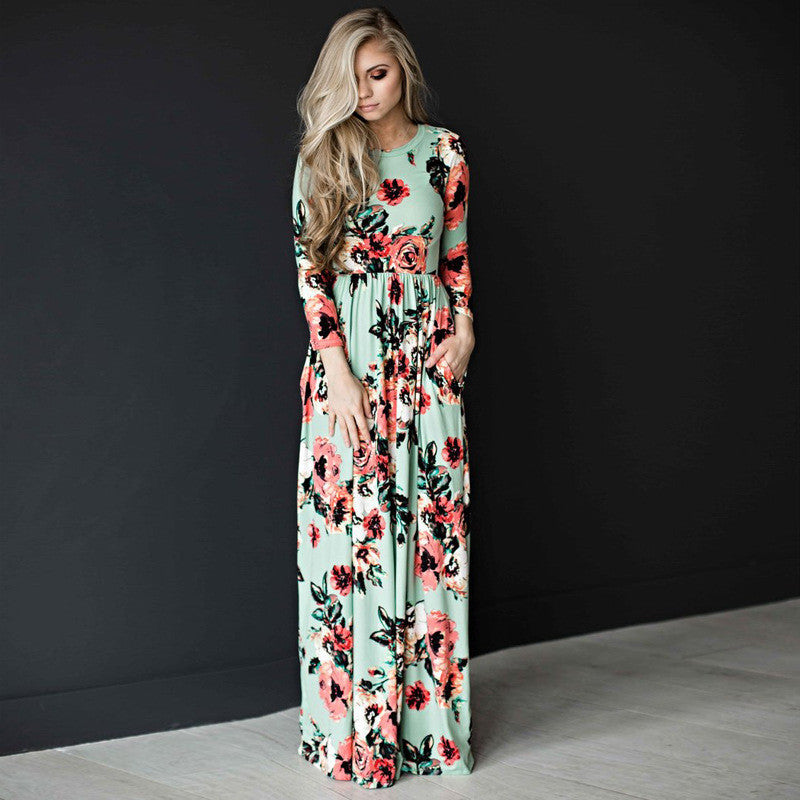 Fashion Dresses Women Printed Party Gown Ladies - WOMONA.COM