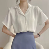 White Chiffon Shirt Women Summer - WOMONA.COM