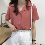 White Chiffon Shirt Women Summer - WOMONA.COM