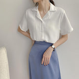 White Chiffon Shirt Women Summer - WOMONA.COM