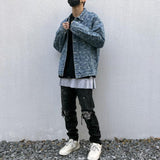 Mens Paisley Print All Over Denim Jacket