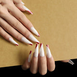 Rose Gold And Beveled Edge French Manicure Long Ballet Nails - WOMONA.COM