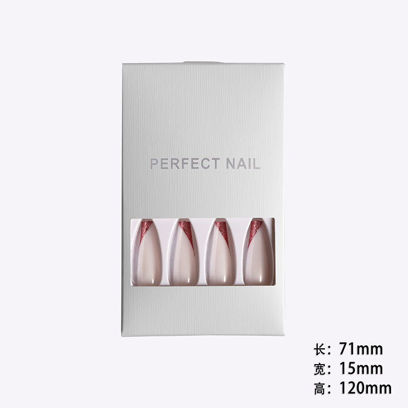 Rose Gold And Beveled Edge French Manicure Long Ballet Nails - WOMONA.COM