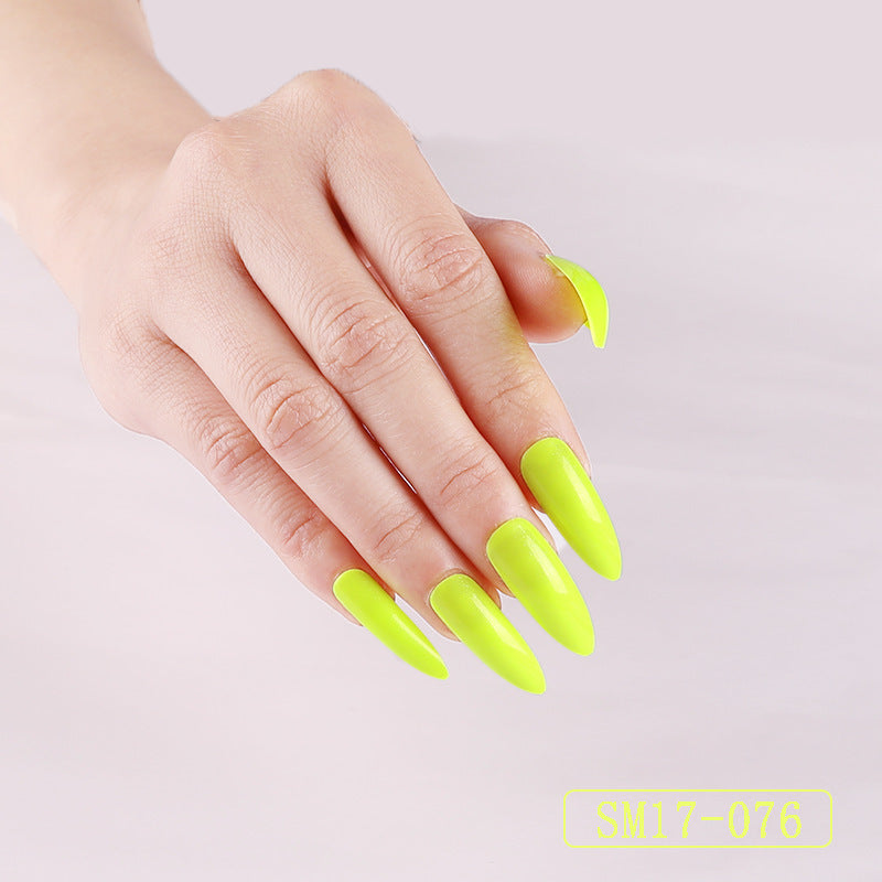 Long Pointed False Nails Solid Color Nails - WOMONA.COM