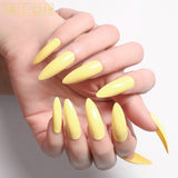 Long Pointed False Nails Solid Color Nails - WOMONA.COM