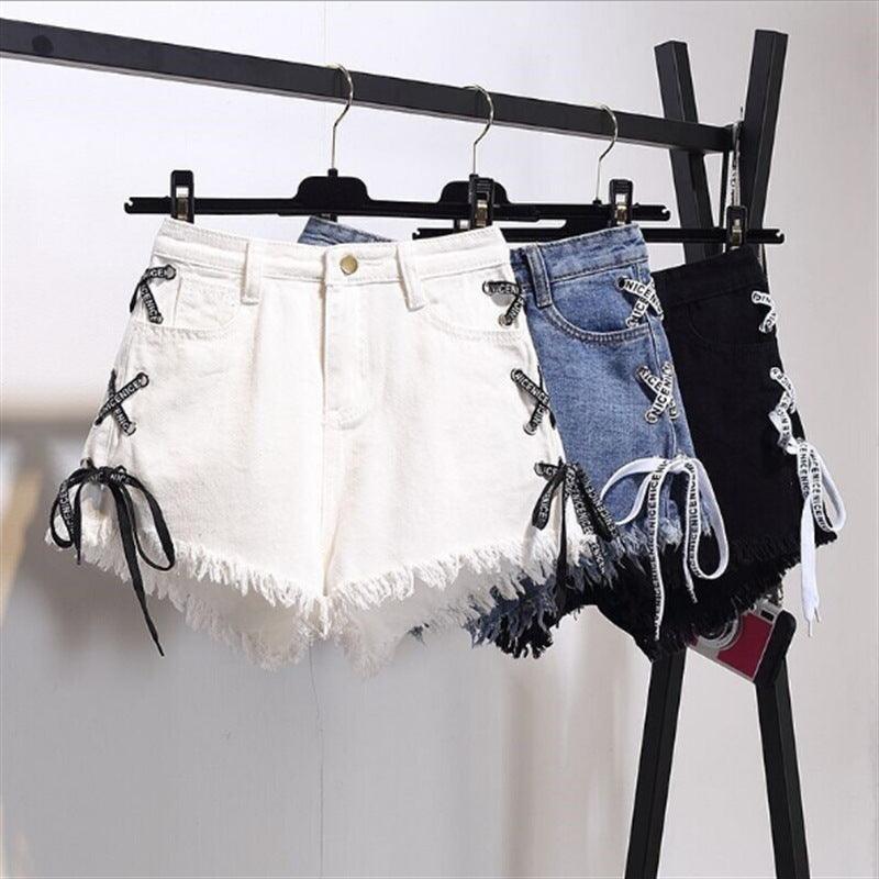 Vintage Snowflake Inelastic Women Denim Shorts - WOMONA.COM