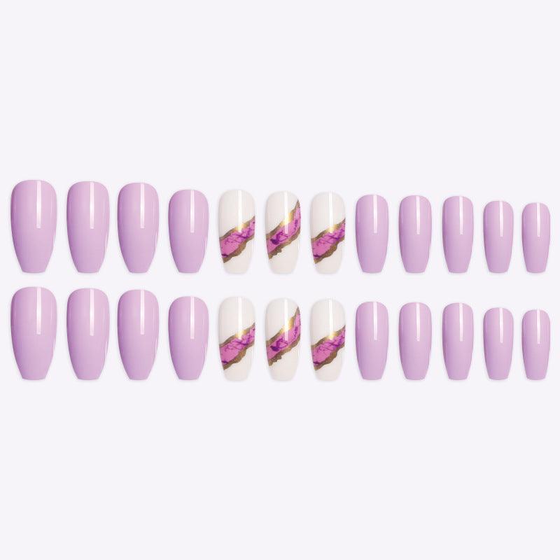 Long Wearing Nail Dark Blue Nail Patch, Trapezoidal False Nails - WOMONA.COM