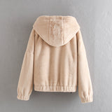 Hoodies Sweatshirts TRAF Pullovers Pockets Teddy Long-Sleeve Female Vintage Women Fashion - WOMONA.COM