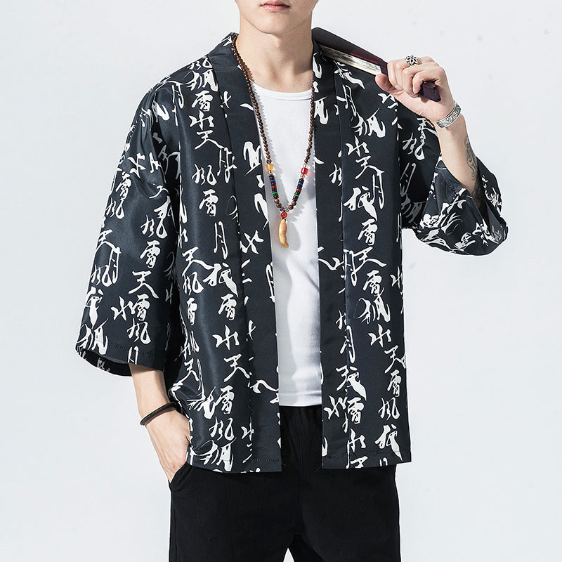 Mens Cardigan Loose Jacket Coat Baggy Tops - WOMONA.COM