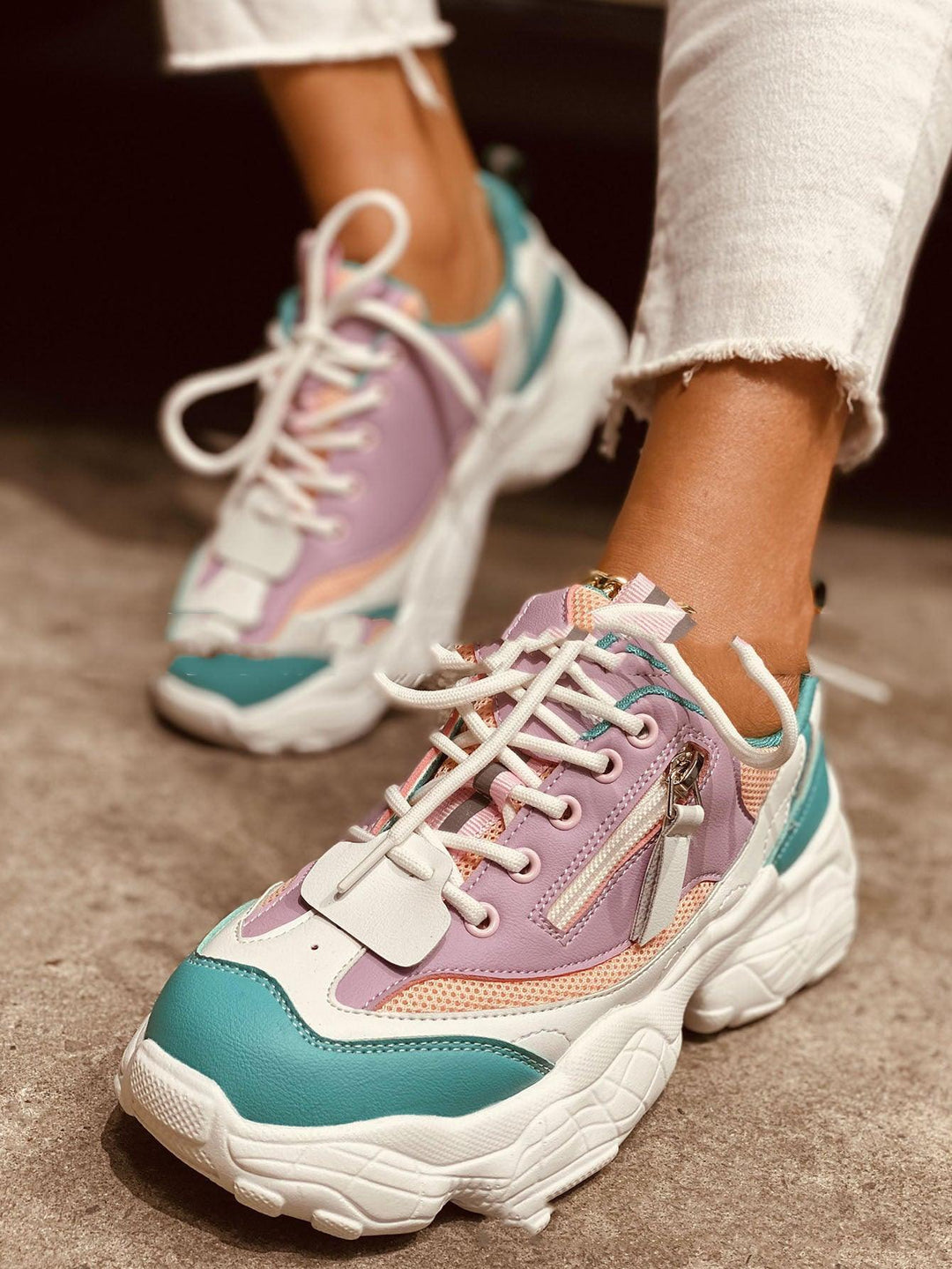 Women Chunky Sneakers Female Lace Up Platform - WOMONA.COM