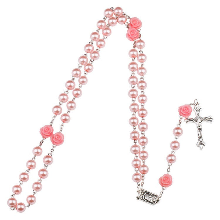 Cross Long Necklace 9-Character Needle Bead Jesus Necklace - WOMONA.COM