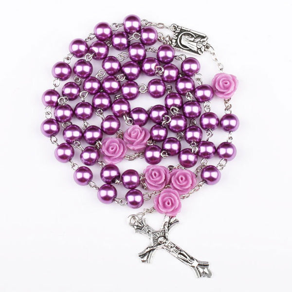 Cross Long Necklace 9-Character Needle Bead Jesus Necklace - WOMONA.COM