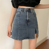 Summer New Korean Stretch Side Split Denim Shorts - WOMONA.COM