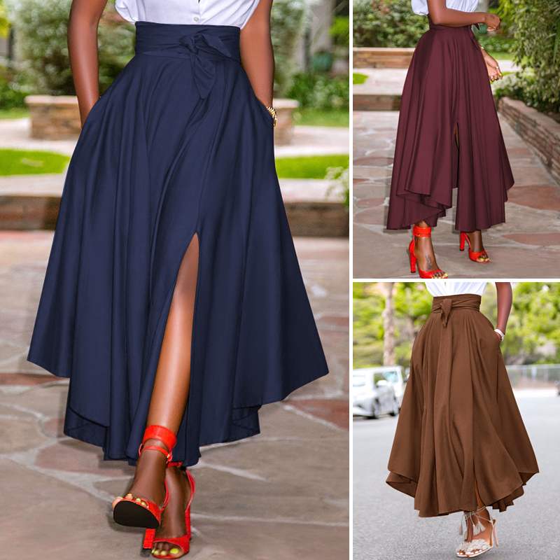 Women Skirts Summer Vintage Zipper Long Maxi Skirts - WOMONA.COM