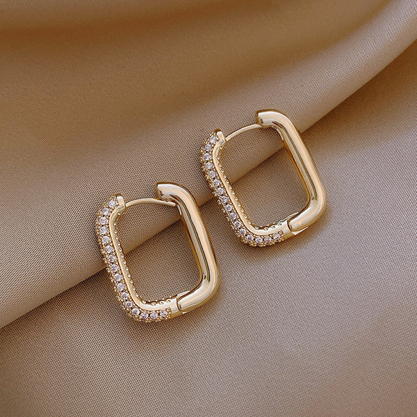 Geometric Square Earrings Zircon - WOMONA.COM