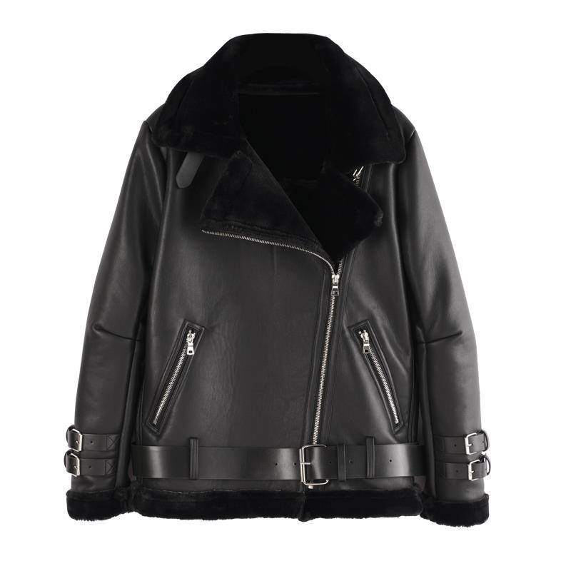 Men's black stand-collar winter moto jacket