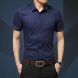 Men's Short Sleeved Summer Slim Business Casual Men's Shirts - WOMONA.COM