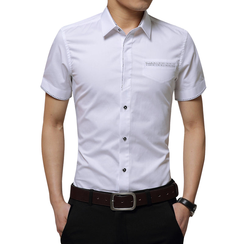 Men's Short Sleeved Summer Slim Business Casual Men's Shirts - WOMONA.COM