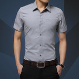 Men's Short Sleeved Summer Slim Business Casual Men's Shirts - WOMONA.COM