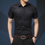 Men's Short Sleeved Summer Slim Business Casual Men's Shirts - WOMONA.COM