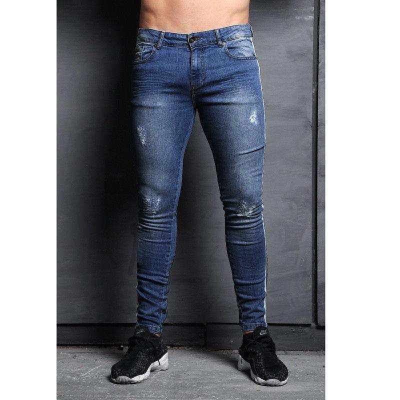 Men's Knee-Hole Ripped Jeans