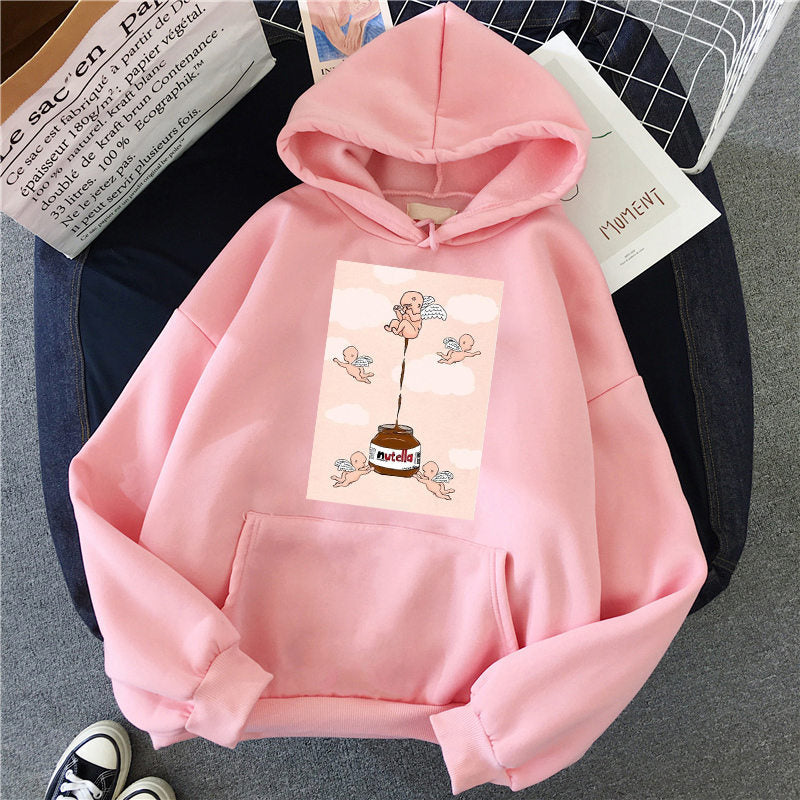 Ladies Sweatshirt Hoodie Casual Printed Top - WOMONA.COM