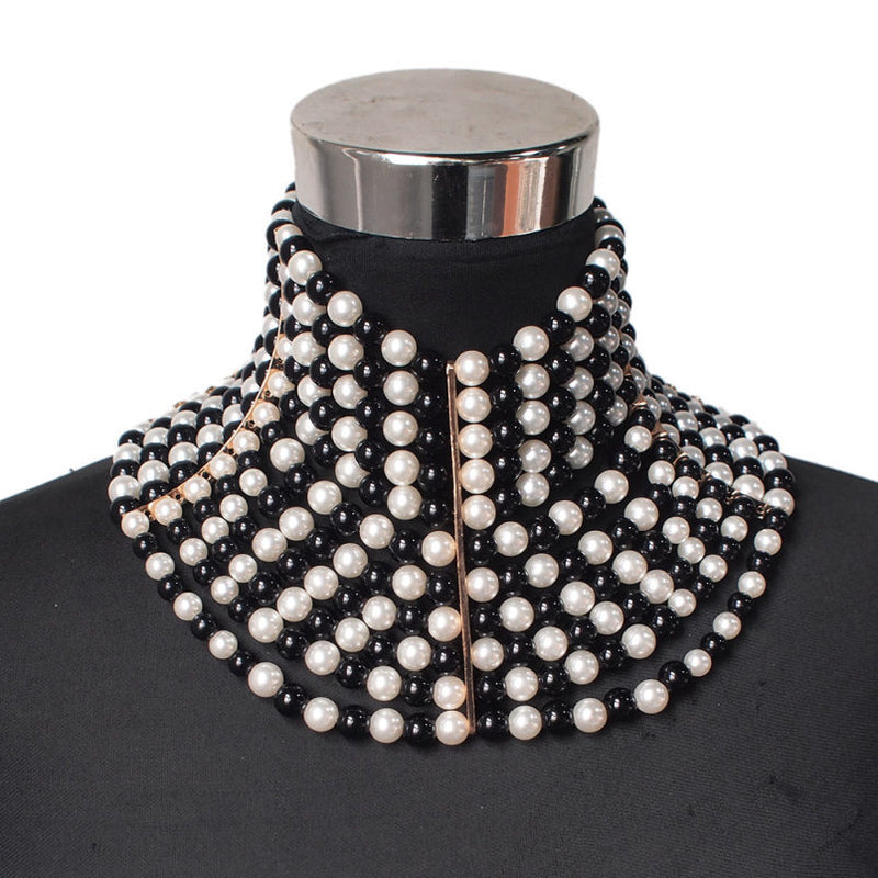 Multi-layered Pearl Sexy Short Necklace - WOMONA.COM