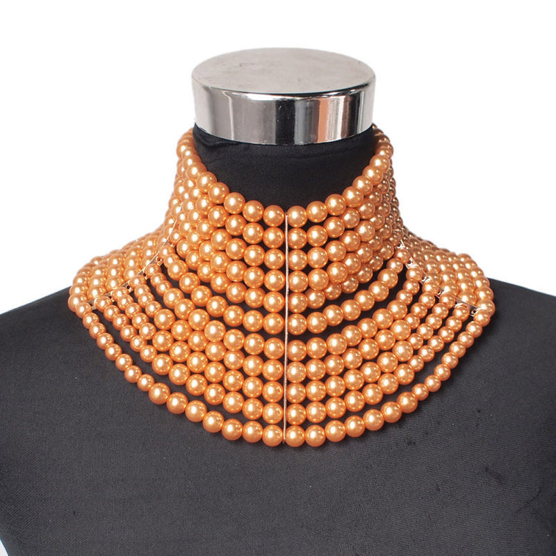 Multi-layered Pearl Sexy Short Necklace - WOMONA.COM