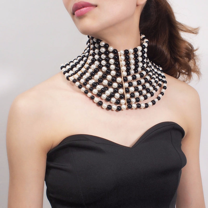 Multi-layered Pearl Sexy Short Necklace - WOMONA.COM