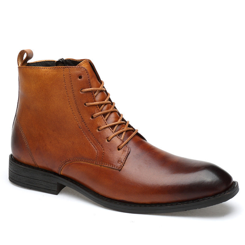 Zapatos de cuero de negocios de caña alta para hombre de invierno