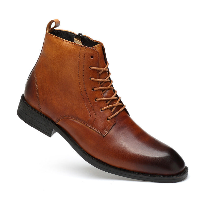 Zapatos de cuero de negocios de caña alta para hombre de invierno