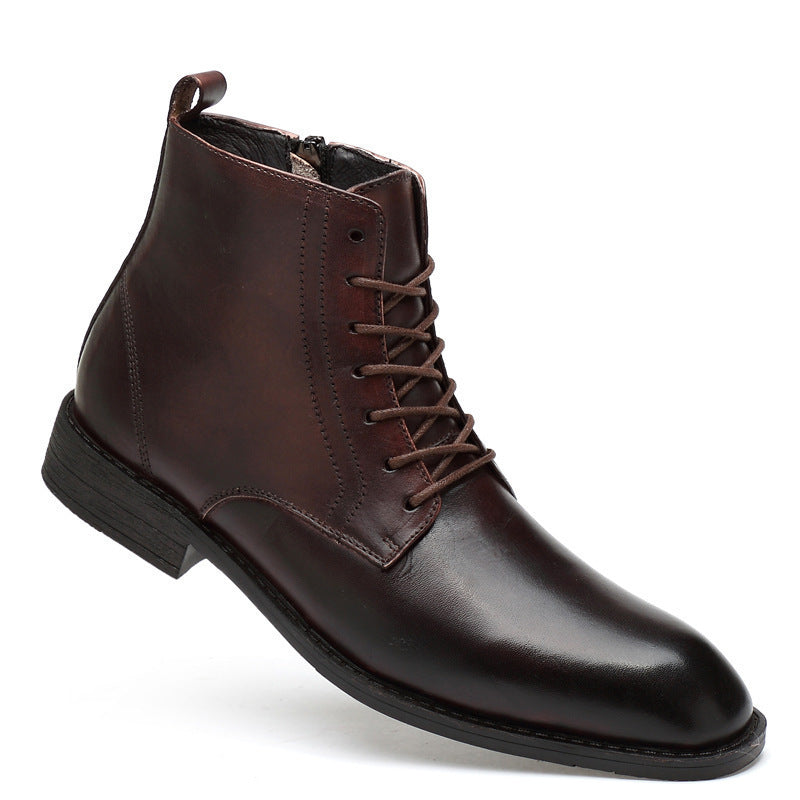 Zapatos de cuero de negocios de caña alta para hombre de invierno