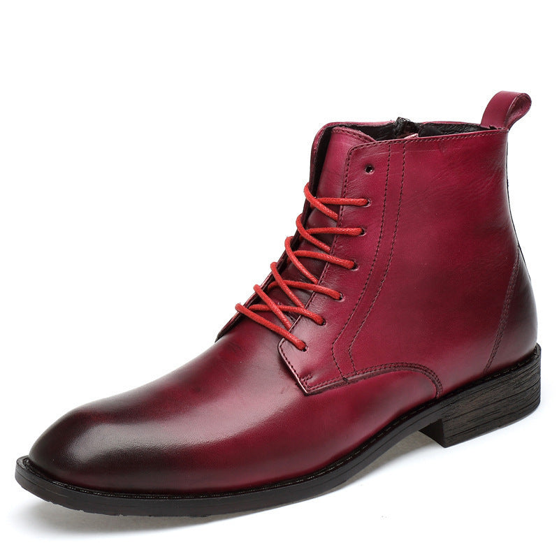 Zapatos de cuero de negocios de caña alta para hombre de invierno