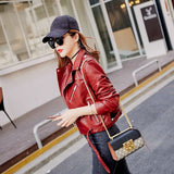 Leather Jacket Korean Style Slim Motorcycle Leather Jacket - WOMONA.COM