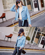 Leather Jacket Korean Style Slim Motorcycle Leather Jacket - WOMONA.COM