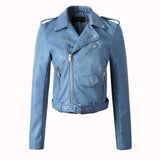 Leather Jacket Korean Style Slim Motorcycle Leather Jacket - WOMONA.COM