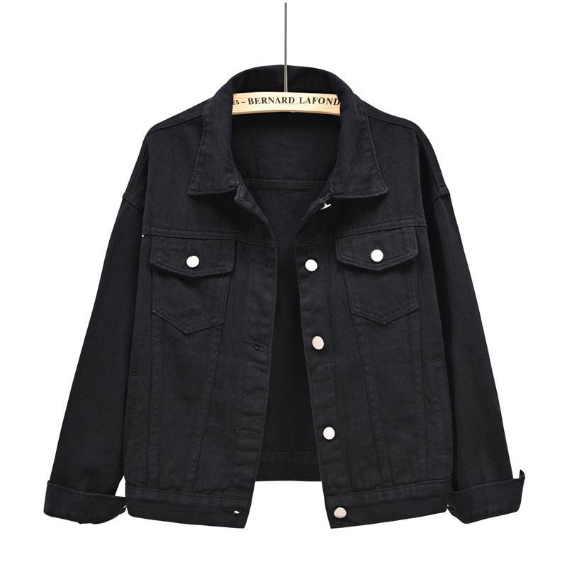 Lightweight cotton-lined jacket in black with button front and chest flap pockets